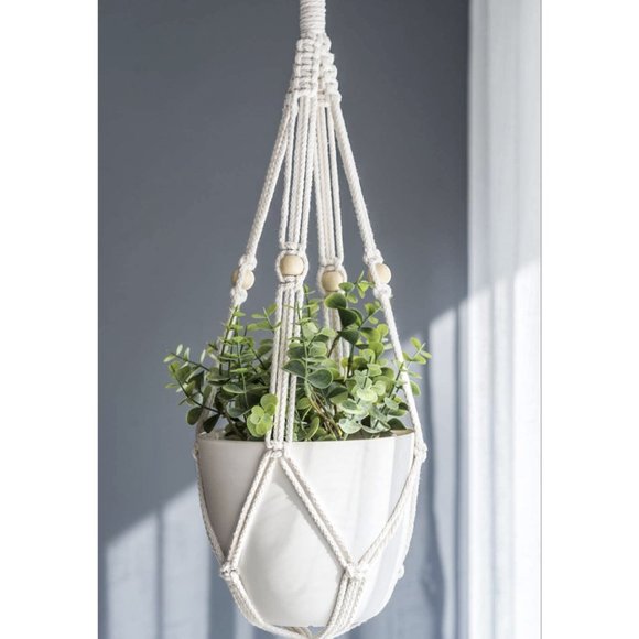 2 Pack Plant Hanger 3 Tier Indoor/Outdoor Hanging Planter Basket Rope W/ Beads - Picture 1 of 6